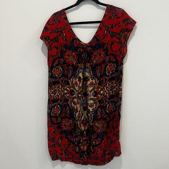 Anthropologie Maeve Women’s Red Medallion Mini Shift Dress Size M Casual Boho - Picture 6 of 8